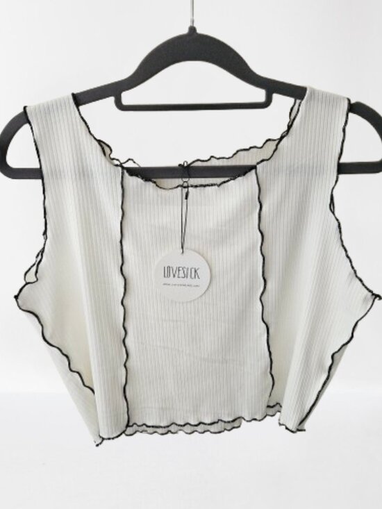 Lovesick The Label Tops - Lovesick The Label Womens White/Black Crop Top - Size Large